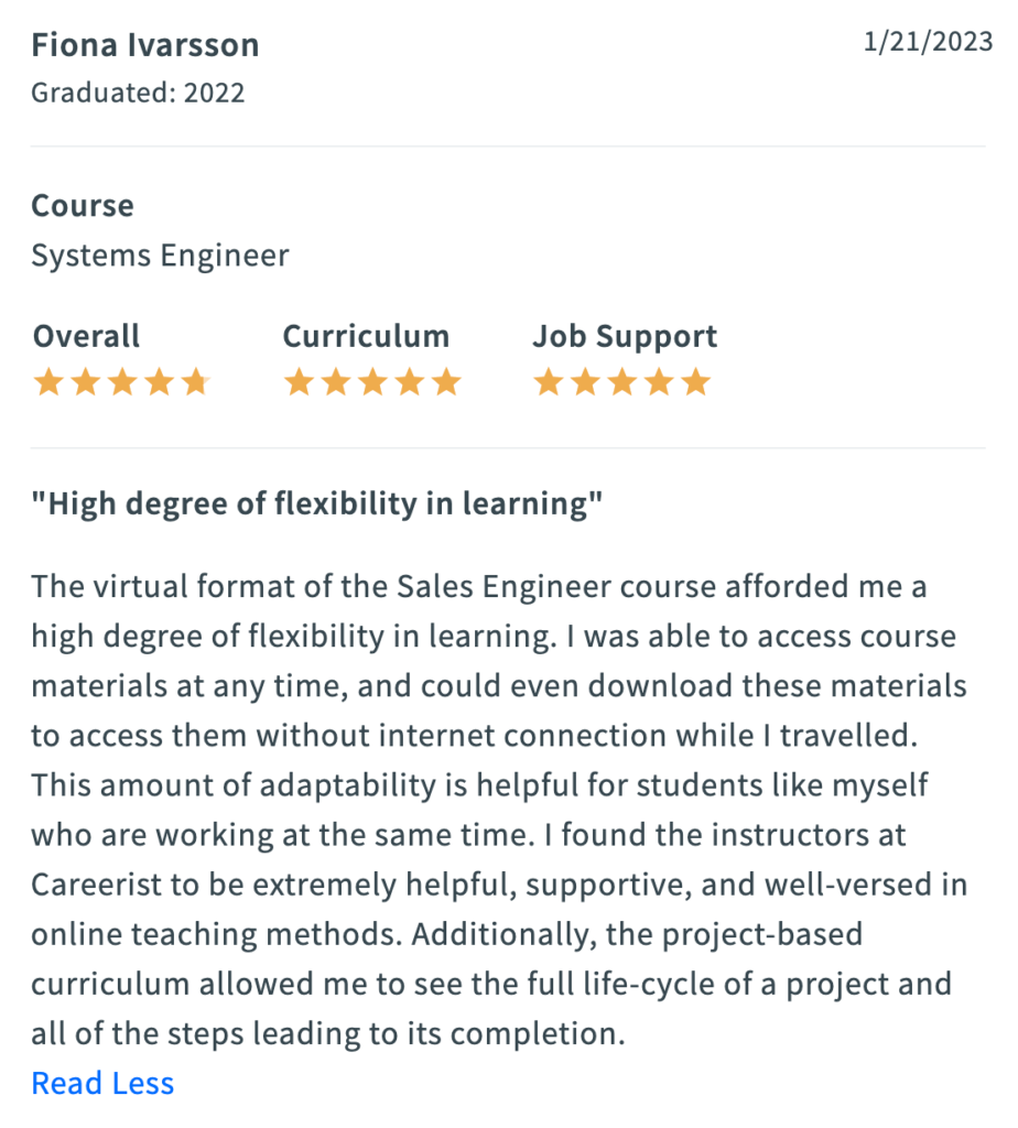 review for the careerist tech sales bootcamp