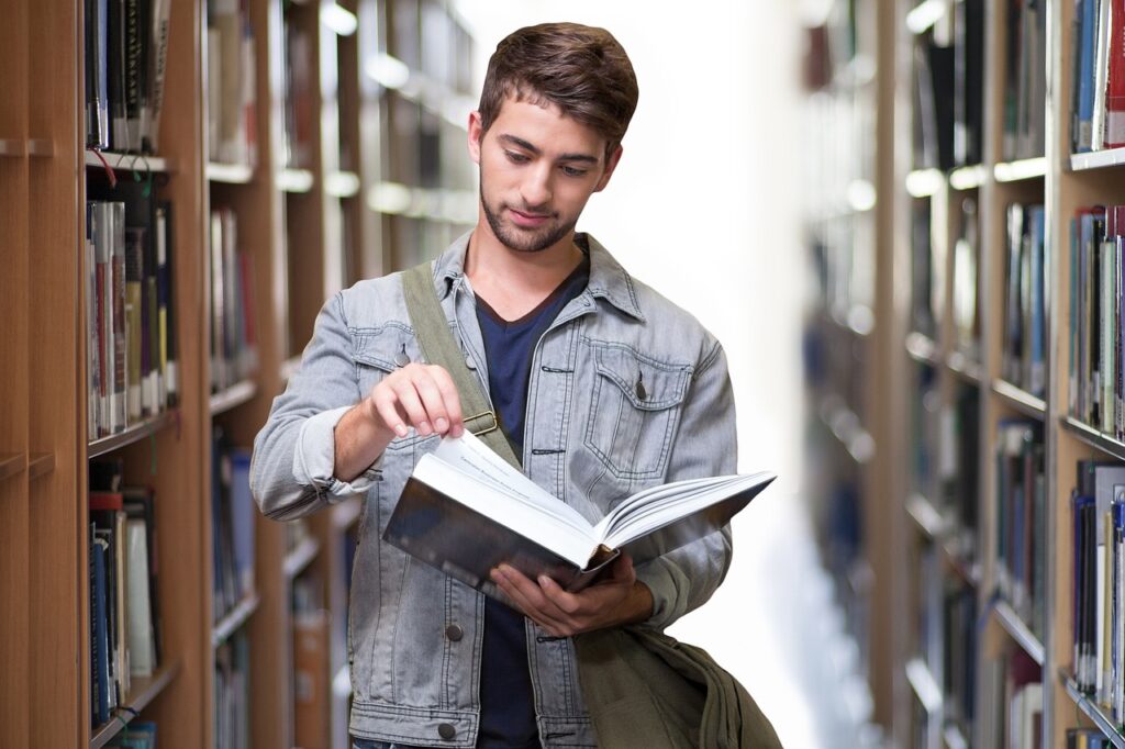 doctorate student in the library