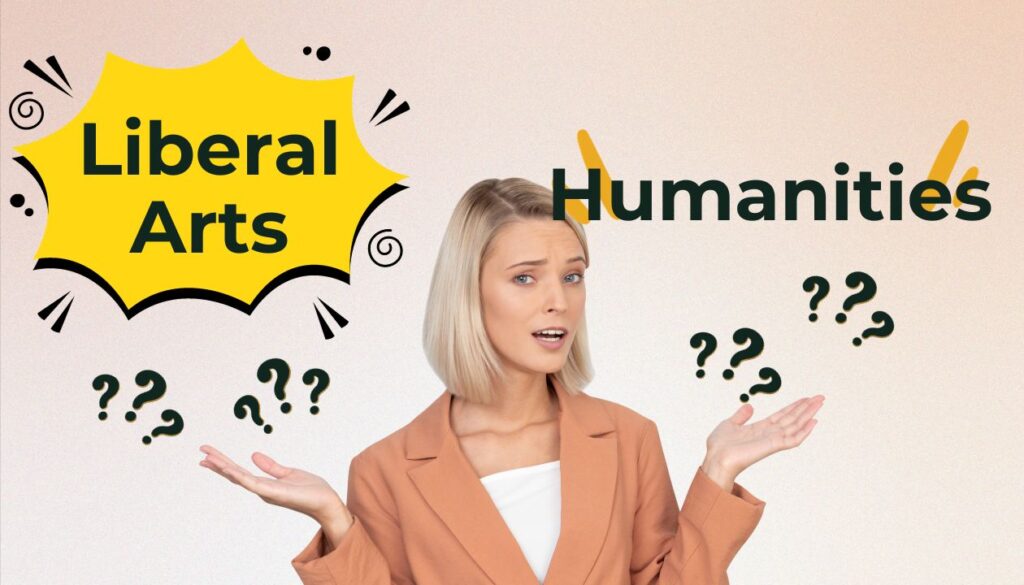 woman thinking about liberal arts vs. humanities