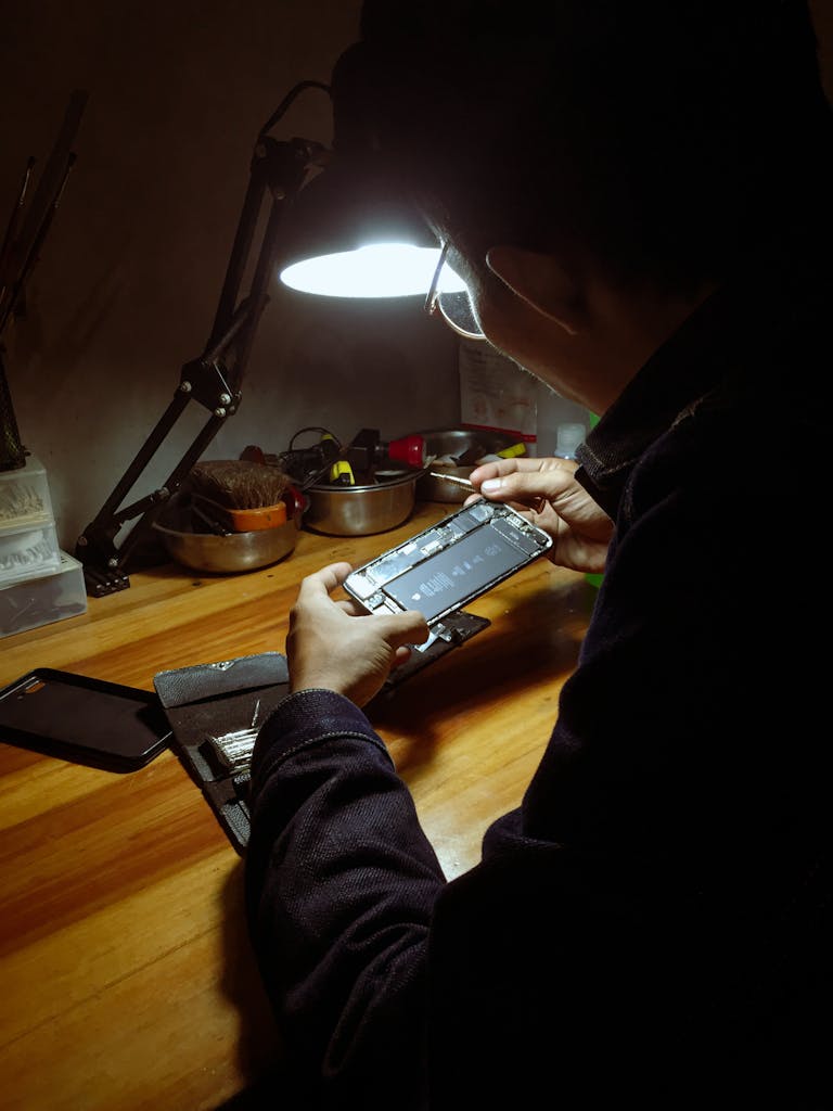 Man Repairing a Phone