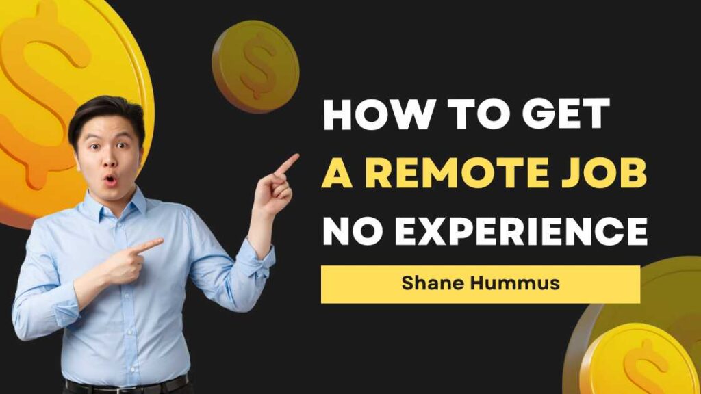 creative poster with a man and text "how to get a remote job (no experience"