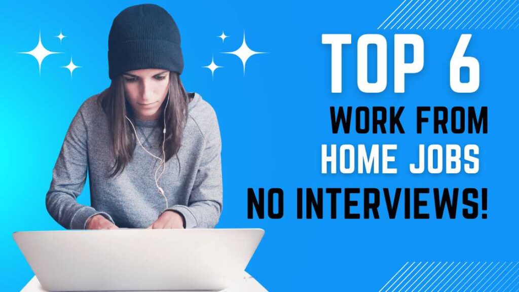 creative poster with woman and laptop and text saying "top 6 work from home jobs"