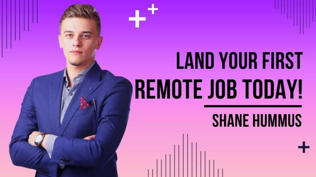 man with text "land your first remote job today!"